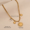 Collar de acero inoxidable dorado con colgantes de sol grande y nube arcoíris - Colgante de Arcoiris con Cara de Sol (2#)