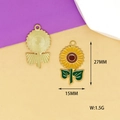 Detail of enamel sunflower pendant with dimensions showing height 27mm and width 15mm - Sunflower Charm