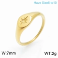 Minimalist 18K gold plated titanium steel signet ring with engraved starburst pattern - Size 7 / 7mm Starburst Plain (KR100776-KFC) / Gold