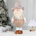 Christmas plush gnome doll with sequins and white beard for winter holiday home decor - Medium Santa Claus