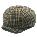 Classic plaid cotton newsboy cap in vintage brown check pattern for outdoor wear - L(58-60cm) / Brown Plaid