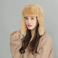 Gorro de invierno tipo aviador en felpa color caqui con orejeras cortavientos cálido - Talla única / Caqui