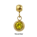 Close-up of gold stainless steel November birthstone pendant with yellow gem inlay - Gold - November