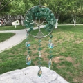 Detailed tree of life suncatcher with green natural crystal stones and hanging prisms - Green Aventurine