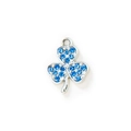 Silver four-leaf clover pendant with blue micro-pave stones and polished metal finish - Silver Plated Blue Rhinestone