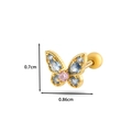Golden bow butterfly cartilage stud earring with blue and pink zircon stones, 0.7cm x 0.86cm - 5# Gold (Butterfly Style)