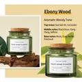 70g natural soy wax candle in green glass jar with wooden lid for home fragrance - Ebony Wood
