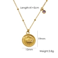 Detail der goldenen Muschel-Halskette mit Maßen 15mm x 19mm und Gewicht von 3,8g - Violetter Edelstein Muschel