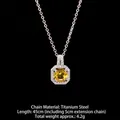 Square zircon perfume bottle pendant necklace with yellow crystal and micro-pave diamonds - Light Yellow Square Zirconia