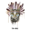 Waterproof temporary tattoo sticker with watercolor cat and feather headdress TH-092 - Th-092 / 210*148mm