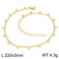 Bracelet de cheville doré en acier inoxydable avec petites billes et fermoir de 220mm - Or (KJ4600-ZJZL)