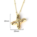 Detailed view of gold X-shaped hip hop letter pendant with clear size dimensions - Letter X(XED218)