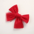 Detailed close-up of a red mesh butterfly hair bow with fine fabric texture - 10.5*7.5 CM / Red