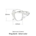 S925 sterling silver adjustable ring setting in white gold for 12x16mm oval stones - Platinum Plated (12*16mm)
