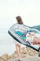 Ethnic style butterfly pattern beach shawl with tassel trim in red and multicolor - Butterfly Pattern Colorful Tassel Style / Orange Red / 180cm