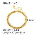 Polished gold stainless steel curb chain bracelet with lobster clasp and extension - Gold
