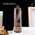 Smoky quartz hexagonal crystal point ornament with natural ice cracks on dark background - Smoky Quartz / Single Point 4-5cm