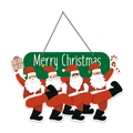 Targa natalizia per porta con quattro Babbi Natale danzanti e scritta Merry Christmas - Appendiporta Quattro Babbi Natale