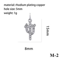 Silver cactus pendant charm in rhodium-plated copper with 5mm hole for DIY jewelry making - Silver Cactus M-2