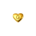 Golden heart-shaped titanium steel bead charm with engraved letter G for DIY jewelry - Letter G Style (S-P143-G)