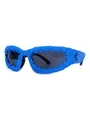 Avant-garde hip-hop sunglasses with vibrant royal blue fluid drip texture frames - Blue Frame Black Lens (Blue Lava)