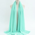 Mint green lightweight chiffon hijab scarf with delicate rolled edges for women - 77