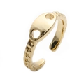 Minimalist adjustable gold coffee bean link ring with open band design on white background - Gold Pig Nose Open Ring