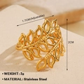 Adjustable 18K gold plated stainless steel ring with hollow leaf pattern design - Hollow Leaf / Gold