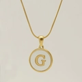 Golden 18K stainless steel snake chain necklace with shell letter G pendant - Letter G