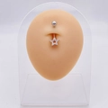 Silver stainless steel belly button ring featuring a sparkling star-shaped zircon pendant - Zirconia Five-Pointed Star