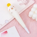 Cute seal-shaped squishy gel pen with creamy white body and yellow sphere topper - White Sea Lion