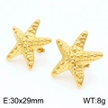 Boucles d'oreilles étoile de mer dorées texturées, mesurant 30x29mm et pesant 8g - Doré