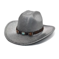 Detail of western wool hat featuring silver-black stripes and turquoise beaded band - M (56-58cm) / Silver Gray