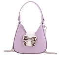 Modische Handtasche aus PU-Leder in Lavendel und Weiß mit silberner Schleife - Lila