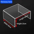 Clear acrylic U-shaped shelf riser with 5mm thickness for cabinet and desk storage - 40x30x15cm