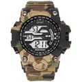 Men's outdoor sports watch with camouflage strap and dual digital-analog display - Large Camouflage Coffee