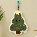 Cute green Christmas tree coral fleece hand towel with embroidery and soft texture - Christmas Tree