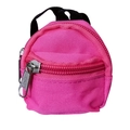 Mini pink backpack keychain pouch with double zippers and black hanging strap - Rose Red
