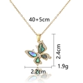 Detailed size specifications for gold butterfly pendant necklace with iridescent shell wings - Abalone Shell Butterfly Necklace Style 2