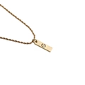 Detail of a gold rectangular pendant featuring a colorful zircon letter C charm - Letter G + 60CM Twist Chain