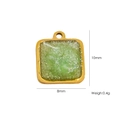 DIY Square 14K Gold Stainless Steel Pendant with Green Glitter Inlay and Ring Connector - 11 Enamel Square Green