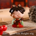Tang Dynasty girl figurine playing pipa with red and green dress, 4.5x4x7cm size - Large Zither Style