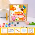 Kids DIY wooden photo frame kit with Sanrio cartoon glass painting tools and vibrant pigments - English Happy Birthday B 15x15cm