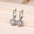 Elegant silver heart drop earrings with sparkling cubic zirconia stones for women - Hollow Heart-shaped Led-79