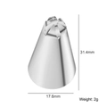 Star-shaped stainless steel piping tip with 31.4mm height and 17.6mm base diameter - Pattern 30