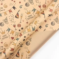 Retro Kraft paper gift wrap roll with hand-drawn birthday cake and party motifs - Food Pattern