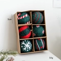 Set of 6 Christmas wool felt decorative balls with snowflake patterns in a gift box - Style A Classic Pattern 5cm Set of 6
