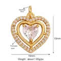 Double heart pendant with gold plating, white cubic zirconia, and 15mm dimensions - Gold-Double Layer Zircon Heart