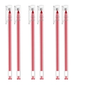 Set di 6 penne gel rosse da 0,5 mm ad alta capacità con fusto trasparente per ufficio e scuola - Set da 6 pezzi / Rosso