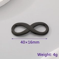 Black infinity symbol pendant 40x16mm in polished stainless steel for DIY jewelry - Black Infinity Style (KLJ5070-Z)